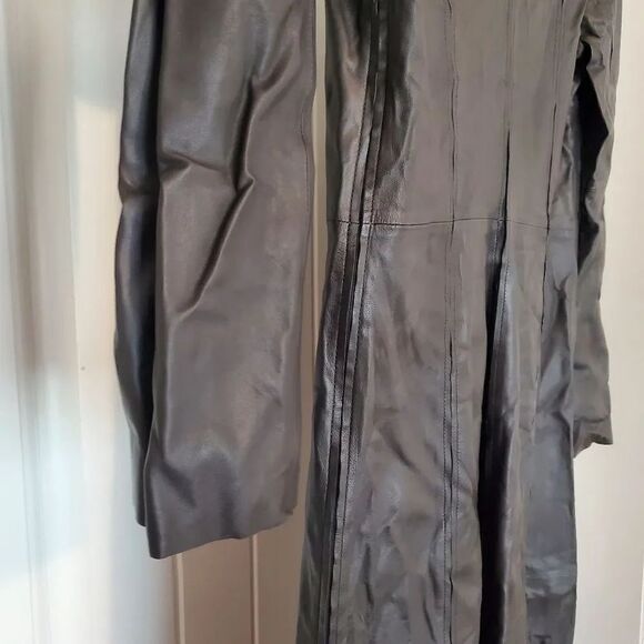 By Malene Birger Karmillos Black Lambskin Leather Maxi Dress Size 40 EU Women - Picture 14 of 16